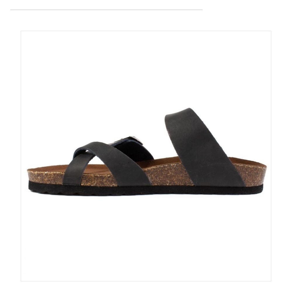 002 White Mountain GRACIE Footbeds Black Leather Sandals. Size 11M - Picture 5 of 7